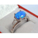 Strieborný dámsky prsteň s modrým opálom, ródium DPS55280 925/1000 2,80g