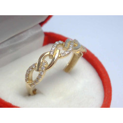 Dámsky zlatý prsteň obruč s kamienkami žlté zlato VP56210Z 14 karátov 585/1000 2,10 g