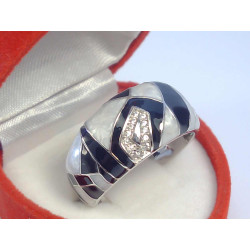 Dámsky strieborný prsteň zaujímavá povrchová úprava kamienky ródium VPS60684 925/1000 6,84 g