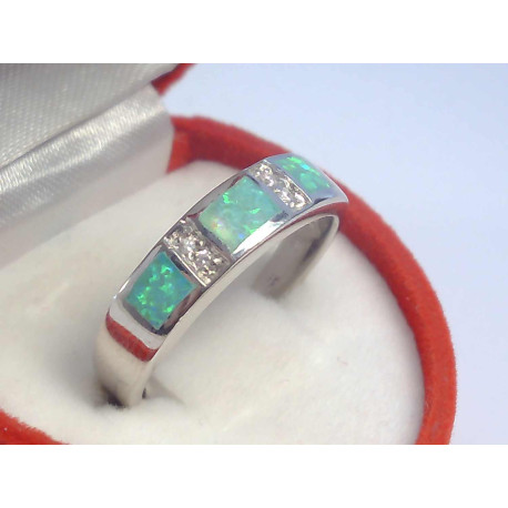 Ródiovaný dámsky strieborný prsteň opál,zirkóny VPS59359 925/1000 3,59 g
