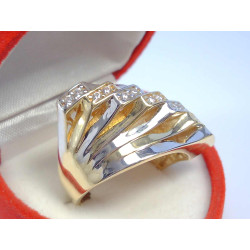 Zaujímavý dámsky zlatý prsteň žlto biele zlato zirkóniky DP55461V 14 karátov 585/1000 4,61 g