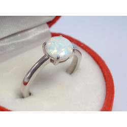 Jednoduchý dámsky strieborný prsteň opál ródium VPS52232 925/1000 2,32 g
