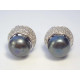 Dámska ródiovaná strieborná súprava prívesok naušnice s perlou zirkóniky VSS721 925/1000 7,21 g