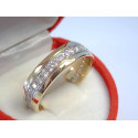 Zaujímavý dámsky prsteň žltobiele zlato kamienky VP62568V 14 karátov 585/1000 5,68 g