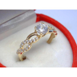 Dámsky snubný prsteň zdobený žlté zlato zirkóniky VP55149Z 14 karátov 585/1000 1,49 g