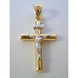 Zlatý prívesok Ježiš na kríži žltobiele zlato VI075V 14 karátov 585/1000 0,75 g