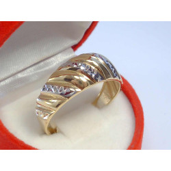 Zlatý dámsky kombinovaný prsteň vzorovaný VP67276V 14 karátov 585/1000 2,76 g