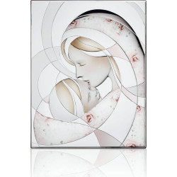 Strieborný obraz Matka s dieťaťom farebný D- 453619