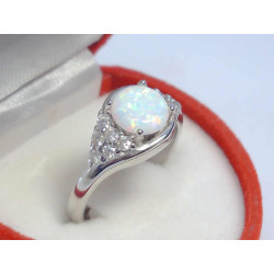 Dámsky strieborný prsteň biely opál zirkóny ródium VPS54370 925/1000 3,70 g