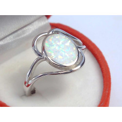 Dámsky strieborný prsteň biely opál ródium VPS59336 925/1000 3,36 g