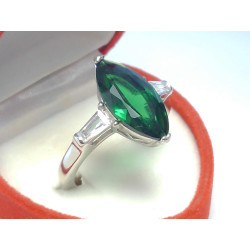Dámsky strieborný prsteň zelený kameň ródium VPS59487 925/1000 4,87 g