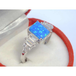 Dámsky strieborný prsteň modrý opál zirkóny ródium VPS59315 925/1000 3,15 g