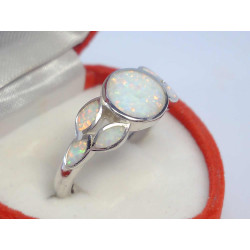 Ródiovaný dámsky strieborný prsteň biely opál VPS59440 925/1000 4,40 g