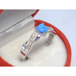 Dámsky ródiovaný strieborný prsteň opálové srdiečko zirkóny VPS59247 925/1000 2,47 g