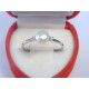 Jednoduchý dámsky strieborný prsteň s perličkou  zirkóny ródium VPS58139 925/1000 1,39 g