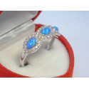 Dámsky strieborný prsteň modrý opál zirkóny ródium VPS62343 925/1000 3,43 g
