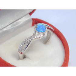 Dámsky strieborný prsteň modrý opál kamienky  ródium VPS60235 925/1000 2,35 g