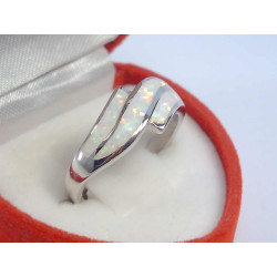 Dámsky strieborný prsteň ródiovaný biely opál VPS57336 925/1000 3,36 g