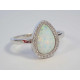 Dámsky strieborný prsteň biely opál kamienky ródium VPS57231 925/1000 2,31 g