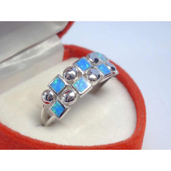 Zaujímavý dámsky strieborný prsteň modrý opál ródium VPS57337 925/1000 3 37 g