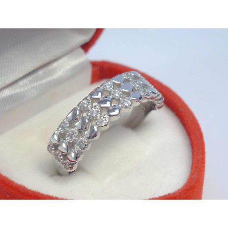 Srdiečkový dámsky strieborný prsteň ródium kamienky VPS57288 925/1000 2,88 g