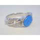 Zdobený dámsky strieborný prsteň modrý opál zirkóny VPS57423 925/1000 4,23 g