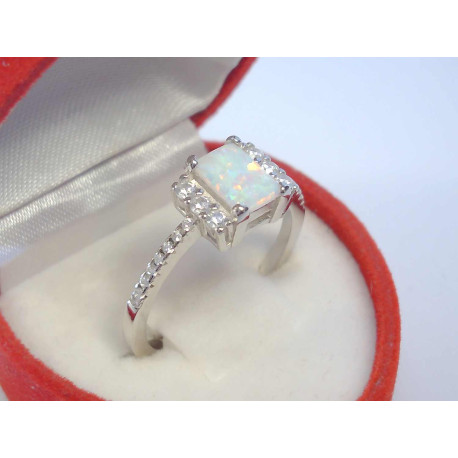 Dámsky strieborný prsteň biely opál zirkóny VPS57260 925/1000 2,60 g