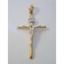 Zlatý prívesok Ježiš na kríži viacfarebné zlato VI092V 14 karátov 585/1000 0,92 g
