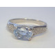 Zlatý dámsky prsteň biele zlato modrý zirkón DP54240B 14 karátov 585/1000 2,40 g