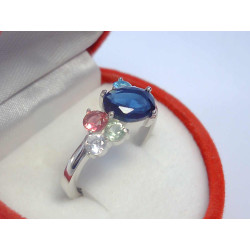 Dámsky ródiovaný strieborný prsteň farebné kamienky VPS52295 925/1000 2,95 g