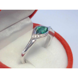 Dámsky strieborný prsteň zelený kameň ródium VPS53360 925/1000 3,60 g