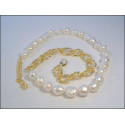 Dámsky zdobený náhrdelník pozlátené striebro perličky VRS453760 925/1000 37,60 g
