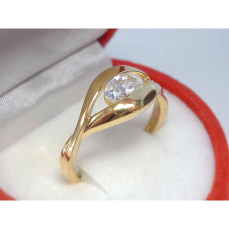Pozlátený dámsky strieborný prsteň s kamienkom DPS52286 925/1000 2,86 g