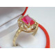 Dámska zlatá súprava prsteň naušnice červený kameň DS62709Z žlté zlato 14 karátov 585/1000 7,09 g