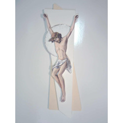 Drevený obraz Ježiš na kríži strieborný detail V-05105.1