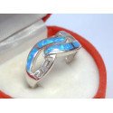 Dámsky strieborný prsteň ródiovaný modrý opál DPS54343 925/1000 3,43 g