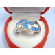Dámsky strieborný prsteň ródiovaný modrý opál DPS54343 925/1000 3,43 g