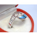Strieborný prsteň  s modrým opálom ródiovaný DPS54333 925/1000 3,33 g