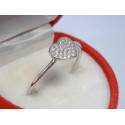 Zaujímavý dámsky strieborný prsteň Srdiečko s kamienkami ródium DPS56151 925/1000 1,51 g