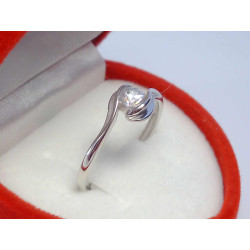 Jemný dámsky prsteň ródiované striebro číry zirkón DPS53134 925/1000 1,34 g