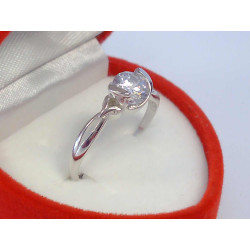 Dámsky strieborný prsteň kameň v korunke ródium DPS55172 925/1000 1,72 g