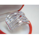 Výrazný dámsky zlatý prsteň biele zlato číre zirkóniky VP62380B 14 karátov 585/1000 3,80 g