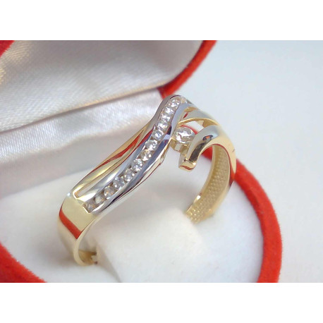 Žiarivý dámsky prsteň viacfarebné zlato zirkóniky VP67273V 14 karátov 585/1000 2,73 g