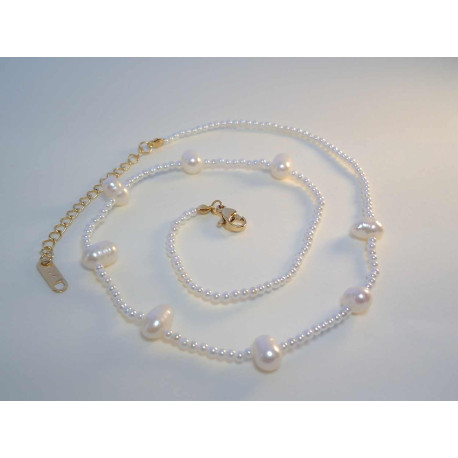 Dámsky náhrdelník perličkový pozlátená chirurgická oceľ VRO40610 316/L 6,10 g