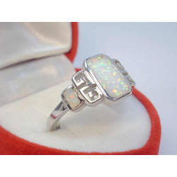 Ródiovaný dámsky strieborný prsteň biely opál VPS56356 925/1000 3,56 g