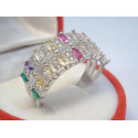Ródiovaný dámsky strieborný prsteň farebné zirkóny VPS59372 925/1000 3,72 g