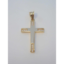 Zlatý prívesok krížik číre kamienky žlté zlato VI123Z 14 karátov 585/1000 1,23 g