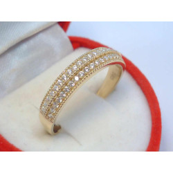 Žiarivý dámsky zlatý prsteň  s kamienkami žlté zlato VP62265Z 14 karátov 585/1000 2,65 g
