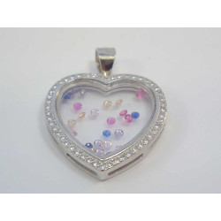 Strieborný priehľadný prívesok srdce s farebnými kamienkami VIS296 925/1000 2,96g