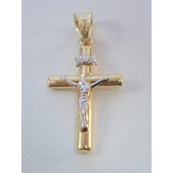 Zlatý prívesok krížik s Ježišom žltobiele zlato VI076V 14 karátov 585/1000 0,76 g